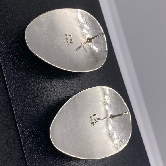 Sterling Silver Block Multi Stone Inlay Post Earrings SIGNED turquoise Navajo - Picture 13 of 16